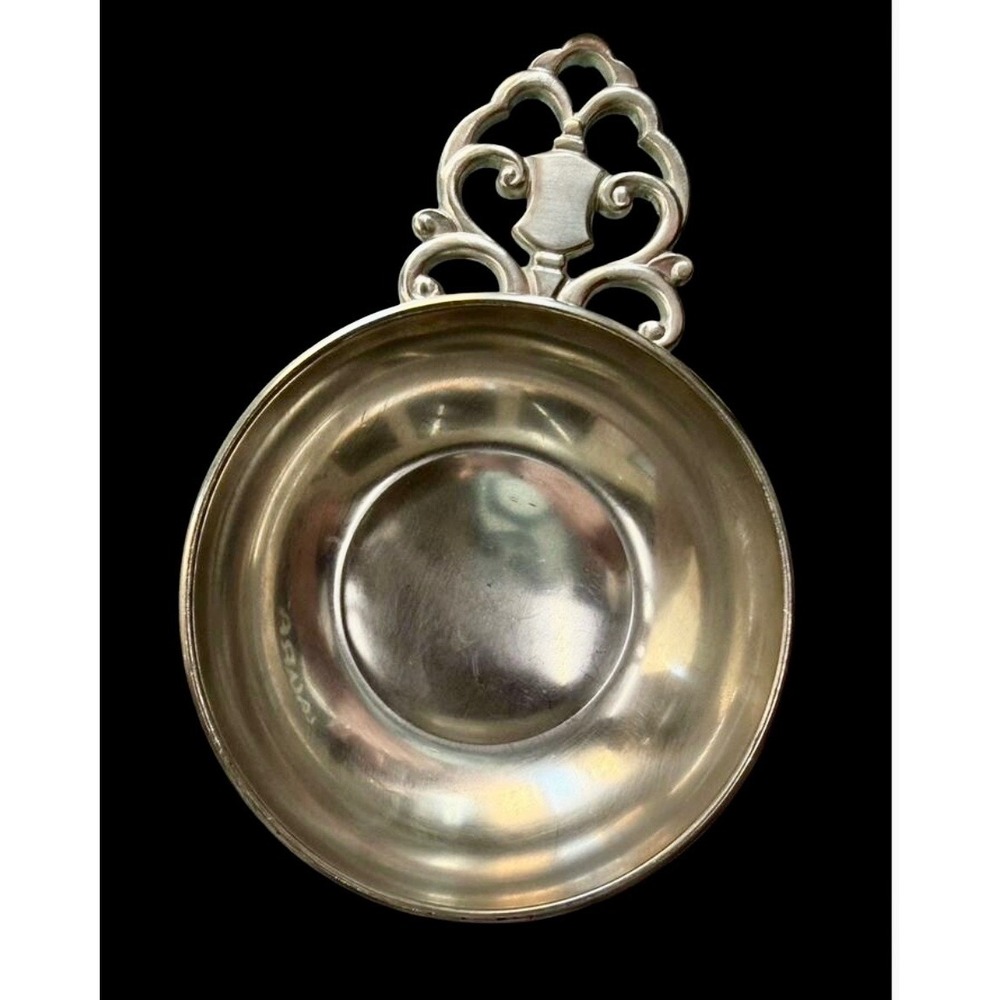 Vintage Royal Holland KMD Daalderop Pewter Porringer Bowl Ornate Handle